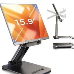 LISEN Tablet Stand for iPad Holder Desk, Foldable Pro Black
