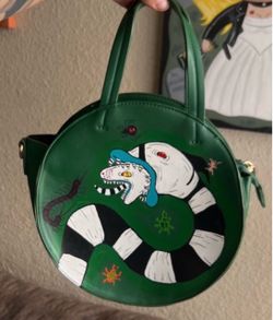 Beetlejuice Sandworm Hand Painted Green Bag new