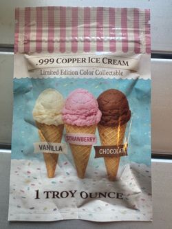 .999 Copper Ice Cream Cone 1 Troy Ounce