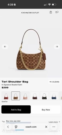Coach Beaded Teri Shoulder Bag in Tan