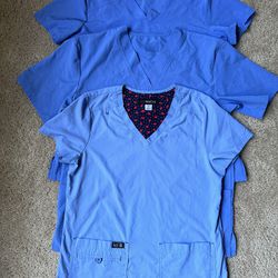 Koi And Others Scrubs Medical Top (Lot Of 3) Size S Small Color Light Blue