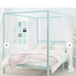  Canopy Platform Bed Frame, No Box Spring Needed, Noise Free full- size