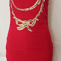 Pretty Ruched Red Dress 