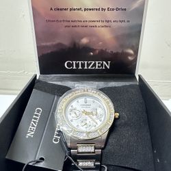 New Citizen Eco-Drive Gemmed Stainless Women's Quartz Watch - FD2074-55A