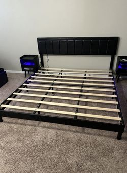 King Bed Frame With LED Lights