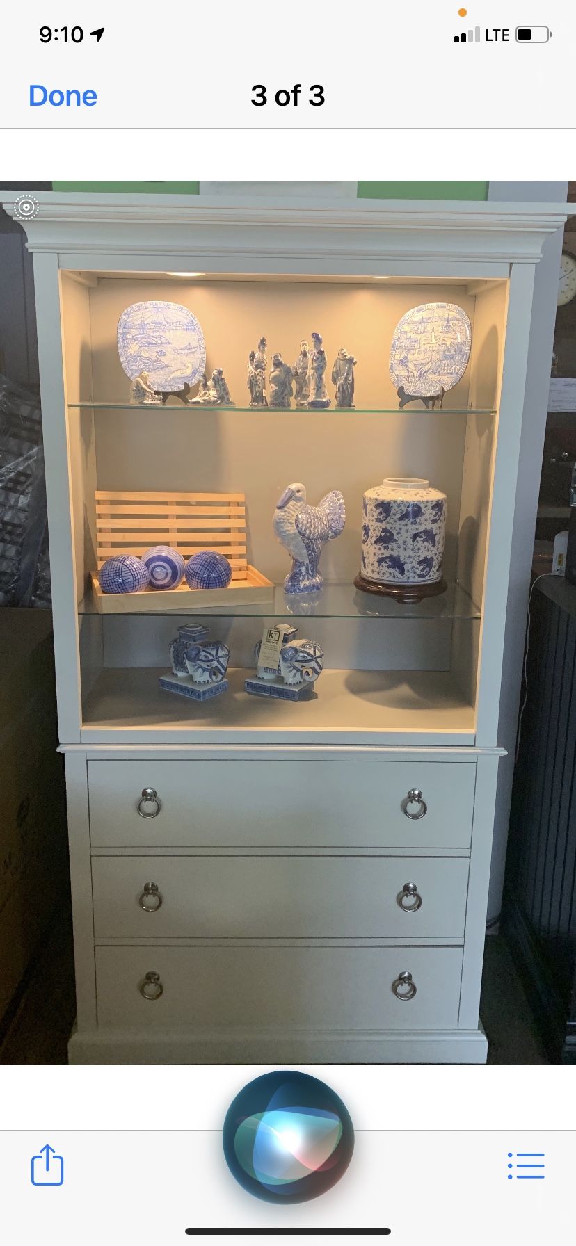 Beautiful White/grey Hutch/display Cabinet