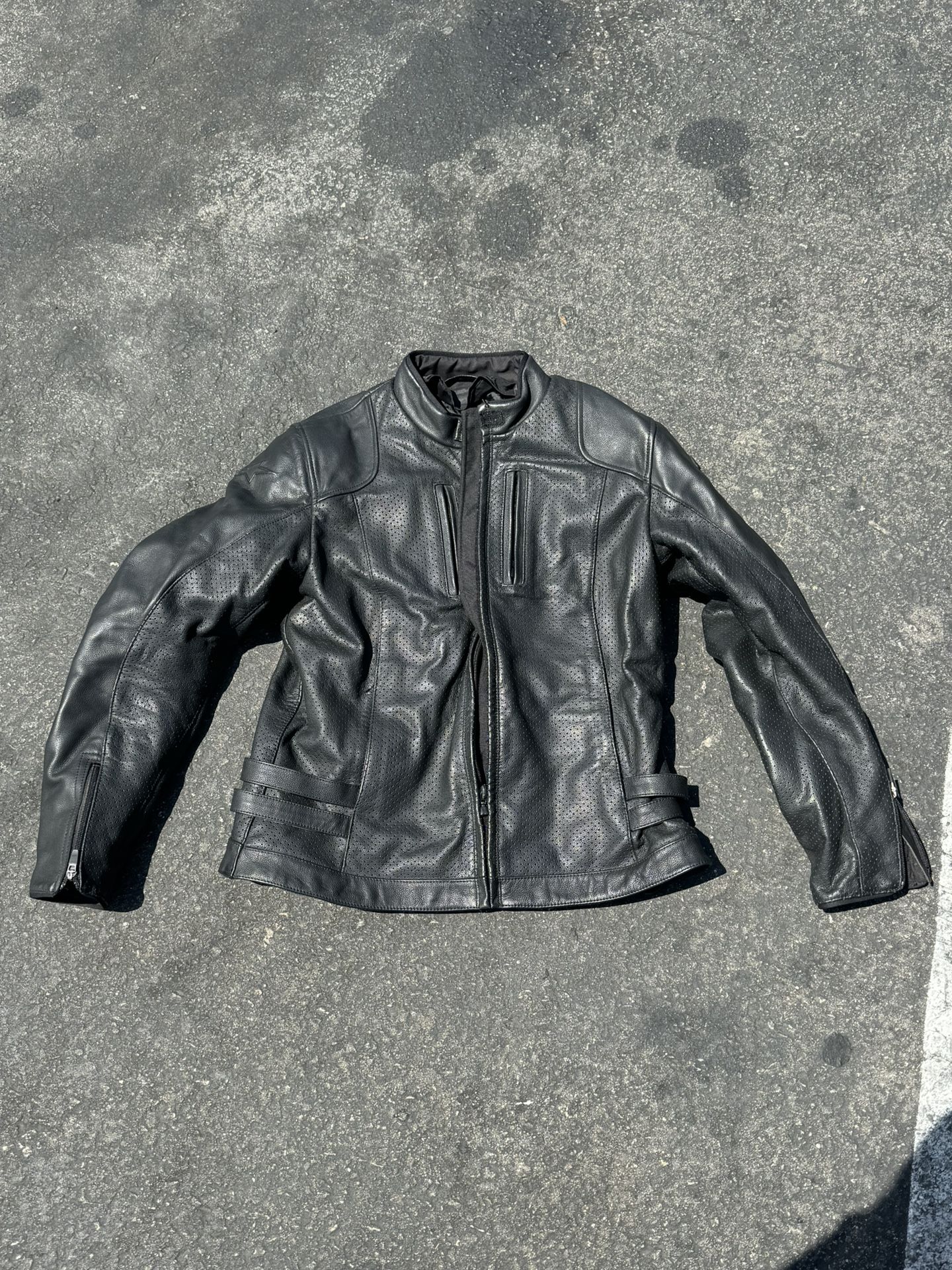 Black Alpinestars Stella Leather Motorcycle Jacket Coat Size US 14