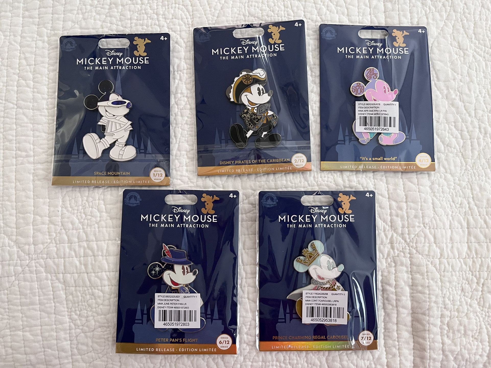 Disney Mickey Mouse The Main Attraction Pins -Set of 6 #1, #2, #3, #4, #6, #7NWT