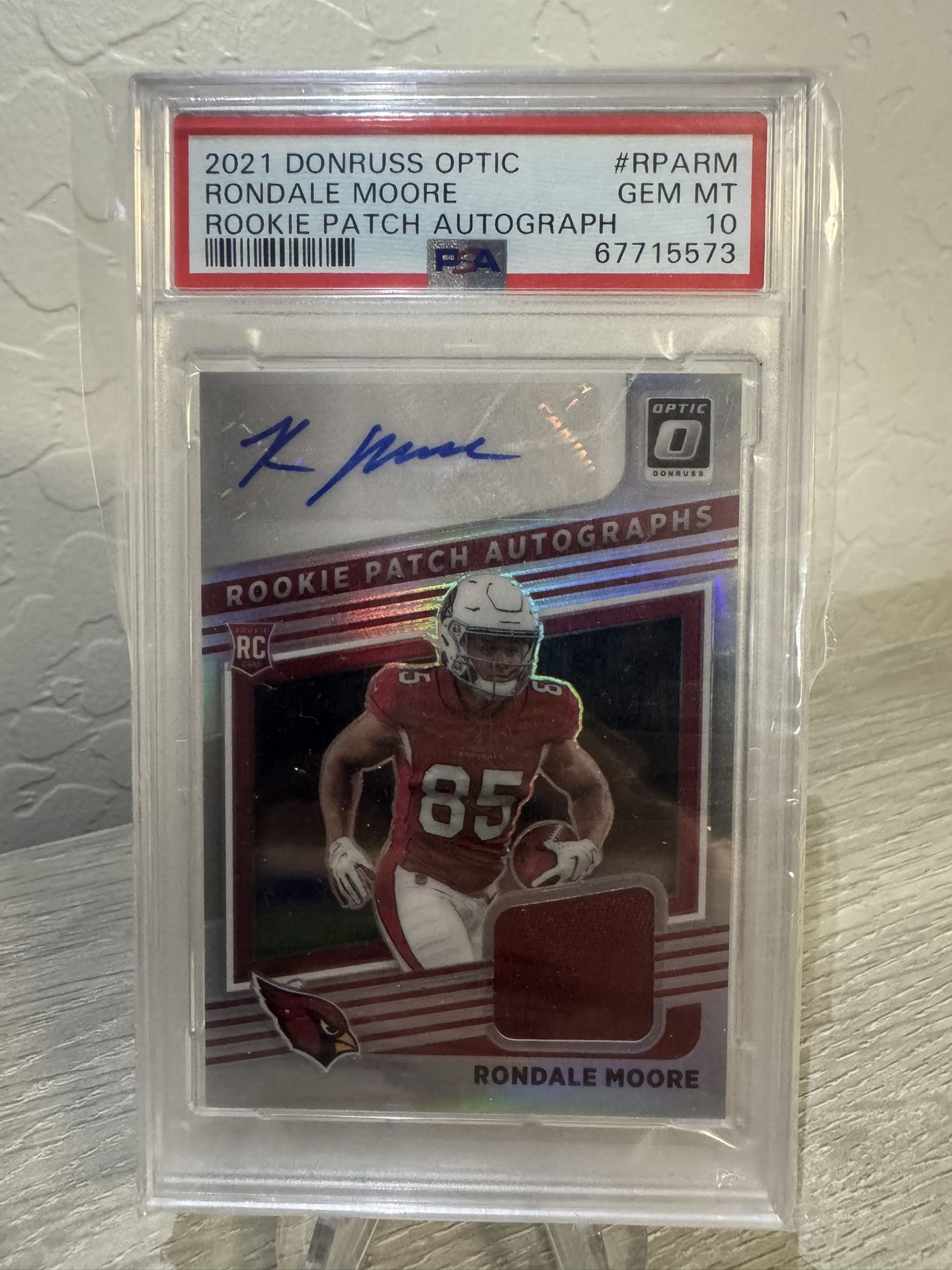 2021 DONRUSS OPTIC RONADALE MOORE ROOKIE PATCH AUTOGRAPH - PSA 10 POP 1