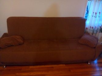 A pull-out sofa bed