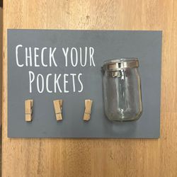 Always Home International, “Check Your Pockets” laundry decor, 13 1/2” x 9 1/2”