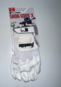 BRAND NEW Franklin Sports Adult Shok-Sorb X Batting Gloves White -S