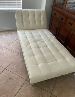 White Leather Chaise Lounge