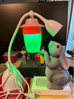 Rabbit stature with camping lights