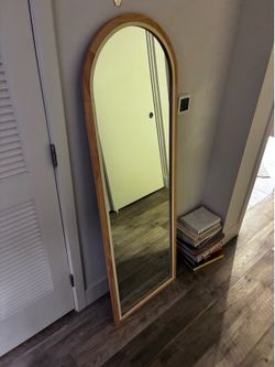 Full Length Arched Wood Frame Mirror