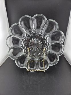 Rare Vintage Anchor Hocking Fairfield Deviled Egg Clear Glass Plate Dish bowl kitchen dining table home decor house