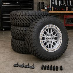 (4) KMC GRS Wheel Rims KMC GRS 17X8.5 6X139.7 0mm & Tire Package 285/70r17 AT Installed! Toyota / Lexus / Chevy / GMC