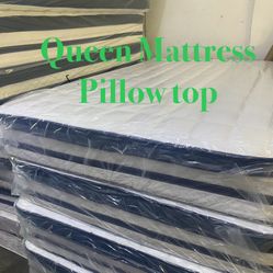 ✨Mattress Pillow Top All Sizes ✨ ☑️ 12” inches tall 🟦All sizes 🛏💤 🟠Queen sizes $199 🟡Full sizes $180 🟢Twin sizes $145 🔵Cal king $330 🟣E. King