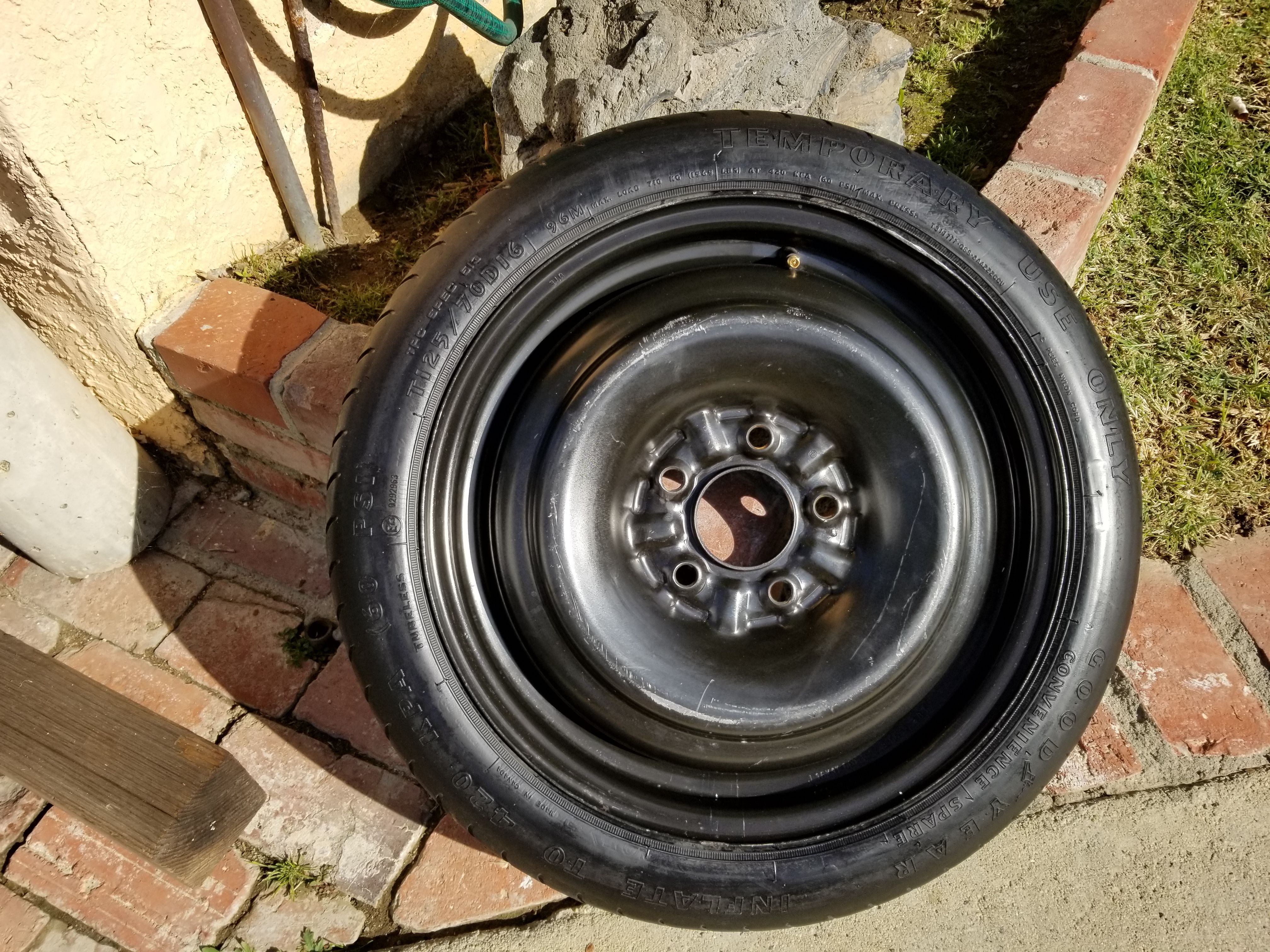 Spare donut tire T125/70D16 Toyota, Honda, Mitsubishi, Kia, Nissan, Hyundai