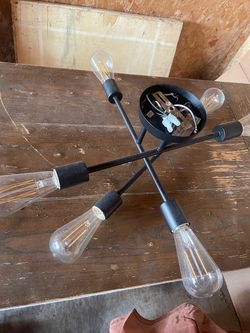 Black 6-Light Sputnik Ceiling Light Fixture