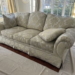 Taylor King Damask Sofa & Love seat in silk and down