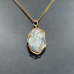 14k solid yellow gold labradorite stone Pendant charm