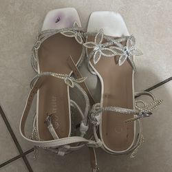 Silver butterfly high heels