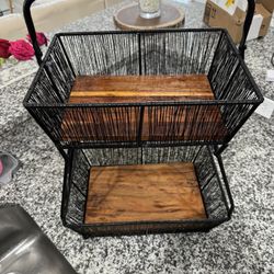 Farmhouse 2-Tier Wire Basket w/ Wood Shelves – Great Condition”