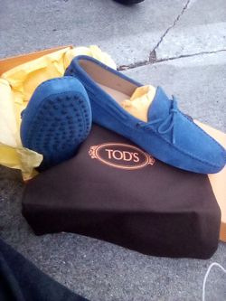 Tod's Blue Suede Gommino Driving Loafers
