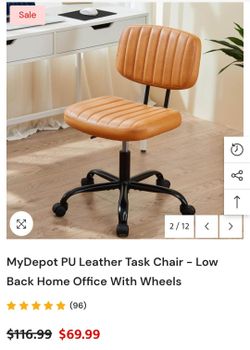 New open box. MyDepot PU Leather Task Chair - Low Back Home Office With Wheels