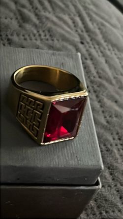 Gold tone rs stainless steel ring