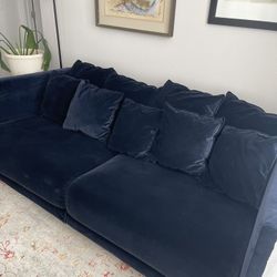 Deep Navy Blue Velvet Sofa 