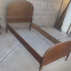 antique, twin size, wood bed frame