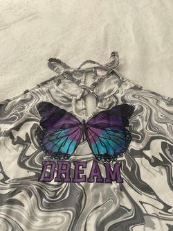 No boundaries XXL butterfly marble print halter top