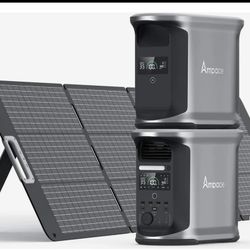 Ampace 1500w power station +extra battery + 200w foldable solar panel