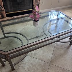 Glass Top Coffee Table. Solid Metal Frame. Heavy Duty