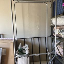 rolling garment rack with laundry bag
