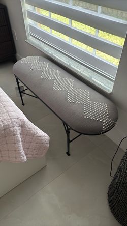 Upholstered Bench with Metal Legs