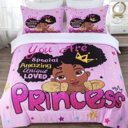 Girl’s Full Size Princess Comforter With Matching Pillow Shams