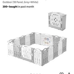 Albott Baby Fence Kid Playpen 18 Panel Albott Play Yard - Foldable Kids Safety Activity Center Playard Safety Lock Gate,Adjustable Shape, Portable Des