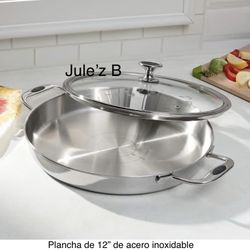 Plancha De 12” De Acero Inoxidable Nueva En Su Caja 