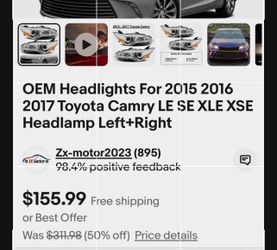 Headlights For Toyota Camry $130