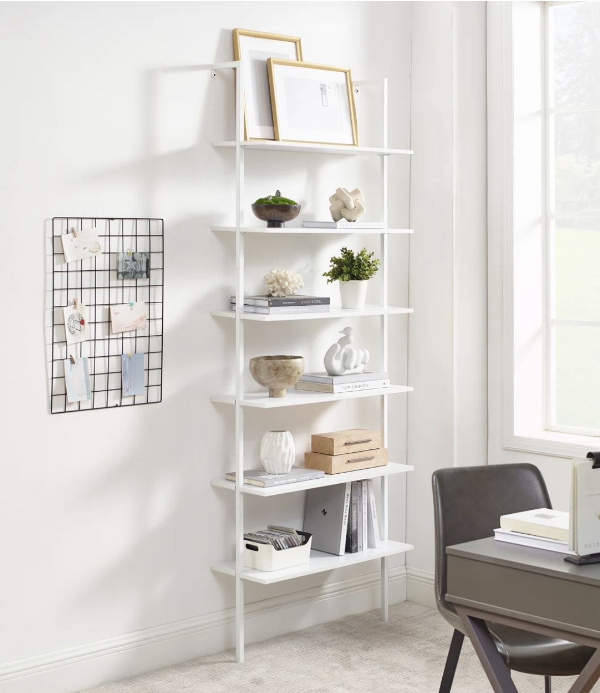 6 Tiers Ladder Bookshelf White
