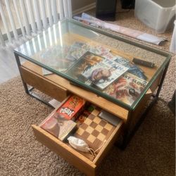 West Elm Glass Top Coffee Table