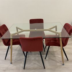 Glass Dining Table 4 Chairs