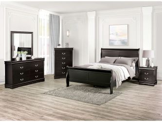 Brand New Elegant Louis Sleigh Queen Bedroom Set