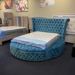 New Queen Round STORAGE Bed 