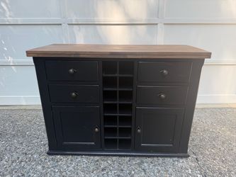 Black Wood Sideboard with Wine Rack
