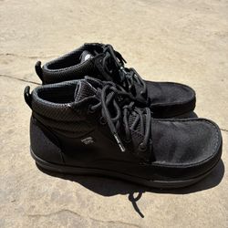  Lems Boulder Boot Mid Unisex Men 10 Women 11.5 Black Canvas Lace-Up Hiking
