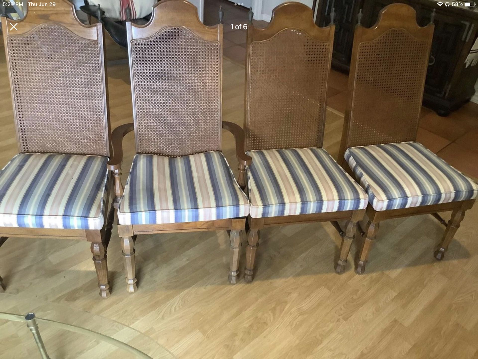 4 Vintage Cane Back Chairs 